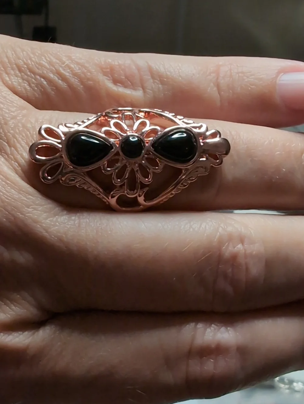 Copper And Onyx Ring